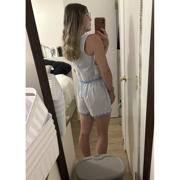 Japna Striped Scallop Hem Short Tank Top Set Size Small NWT Coastal Beach Preppy - Picture 3 of 10